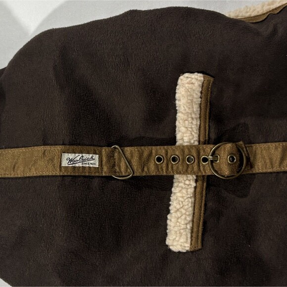 Woolrich Pet Dog Vest Jacket Coat Brown Outdoor Faux Sherpa Fleece Poly Sz M - Picture 2 of 8